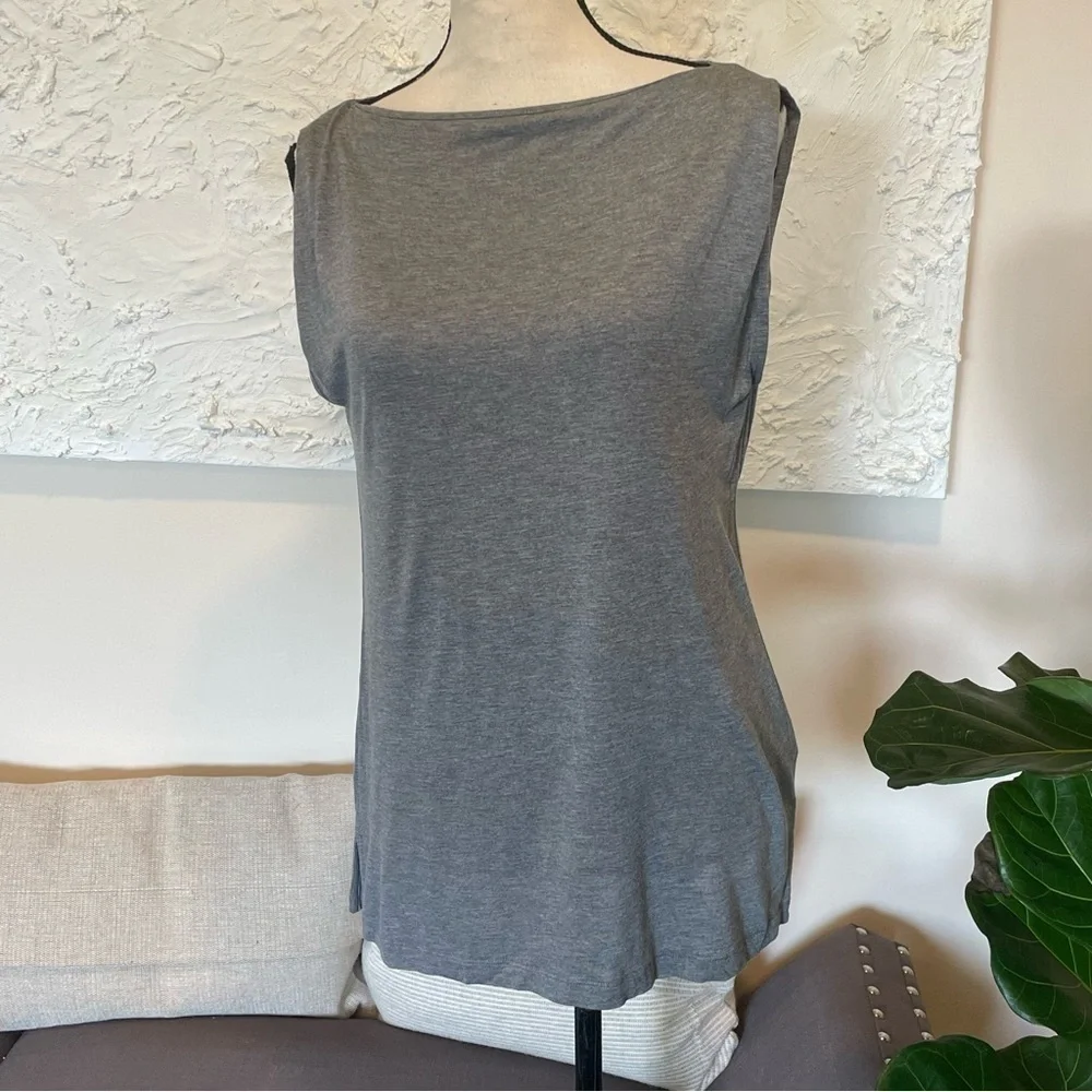 ALLSAINTS Womens Lucie Tee Top Stretch Gray Sleeveless Relaxed Fit Sz 0